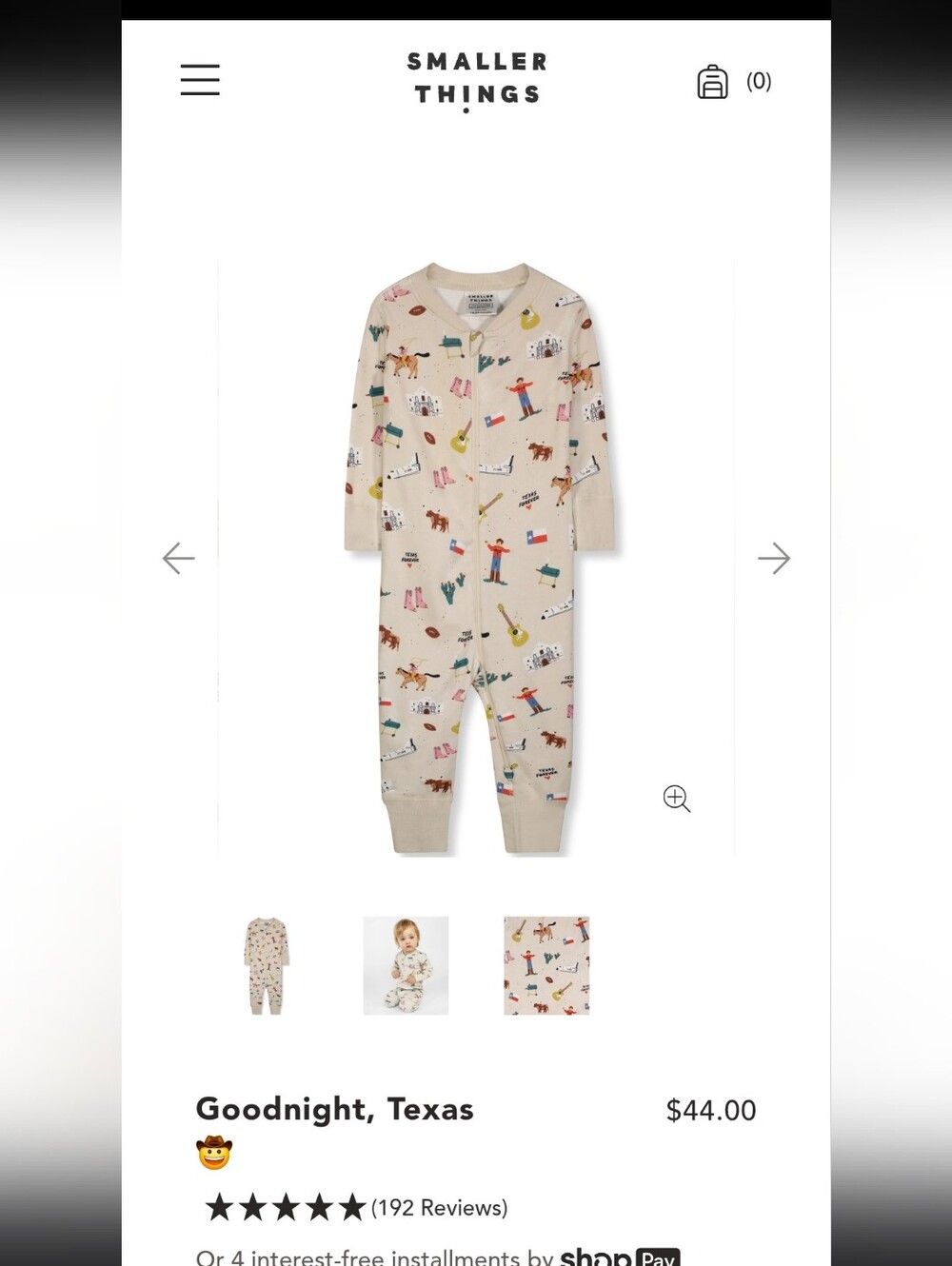 Smaller Things Goodnight Texas Onesie Sleeper